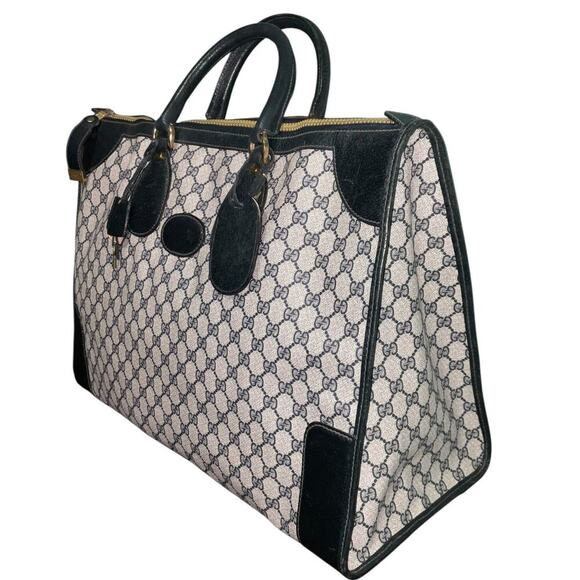 Gucci GG Supreme Vintage PVC  Leather Navy Boston Large Travel Weekender Bag - Picture 16 of 16
